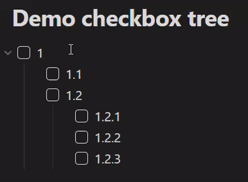 Manually checking/unchecking the parent checkbox cascades the state change to all children.